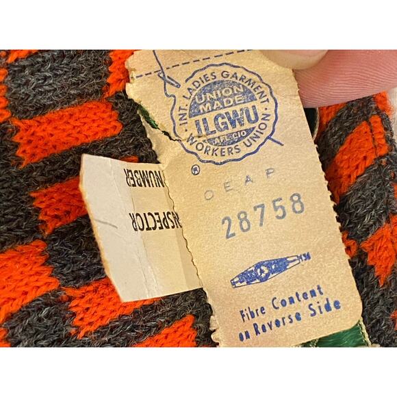 RARE Vintage 1960s Mod orange gray dress with original price tag! Fits 14 - Picture 7 of 9